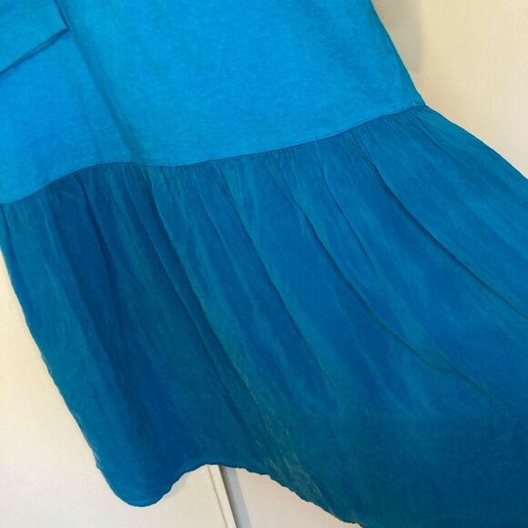 Johnny Was Vintage 90s Maxi T-Shirt Dress Teal Blue Embroidered Women & Children - Picture 7 of 14